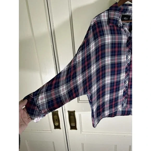 Rails Women’s Red Blue Plaid Slouch Style Button Shirt Size Small - Picture 2 of 8